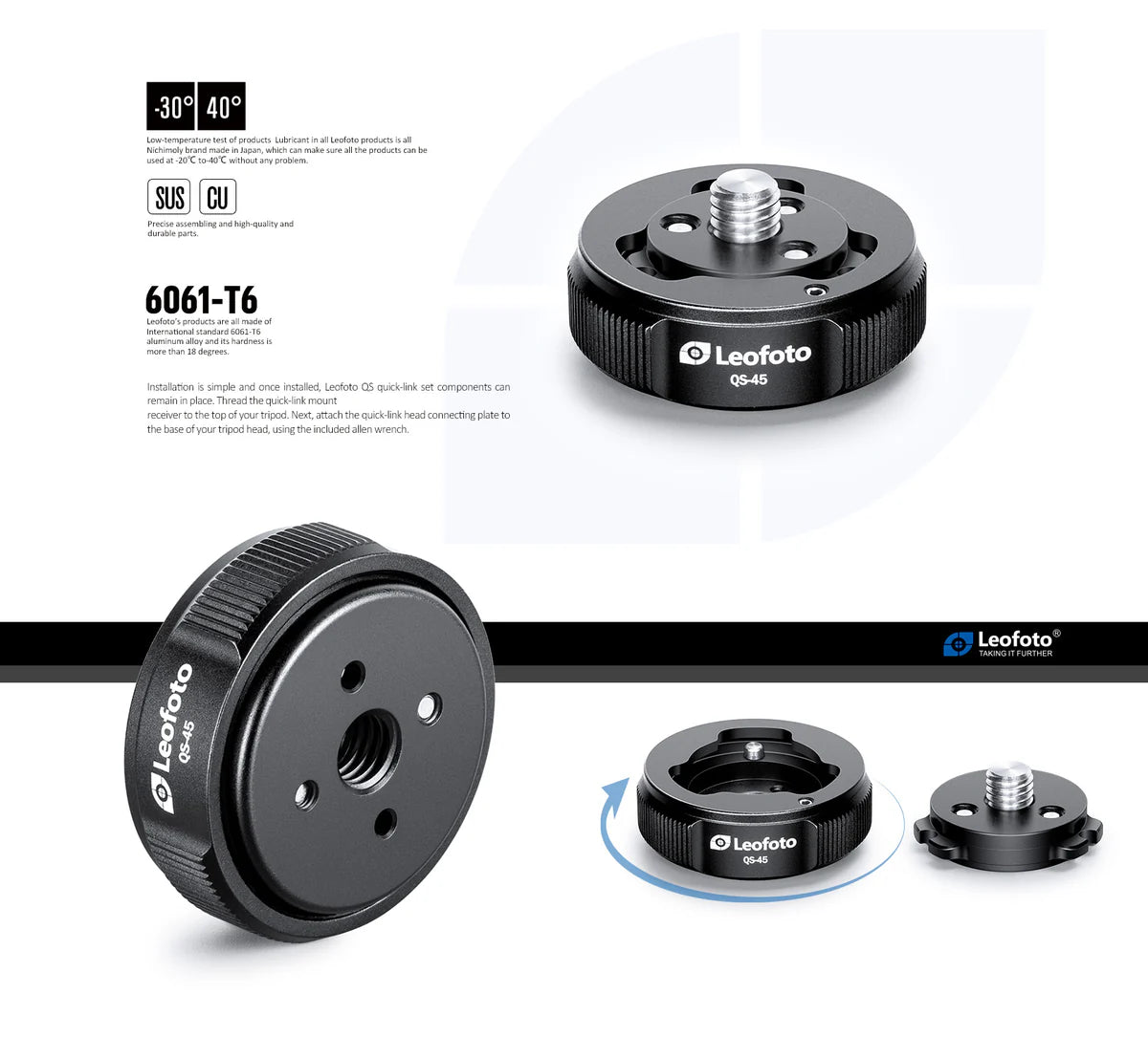 Quick-Link System Set, Ball Head Quick Release Mount 3/8"